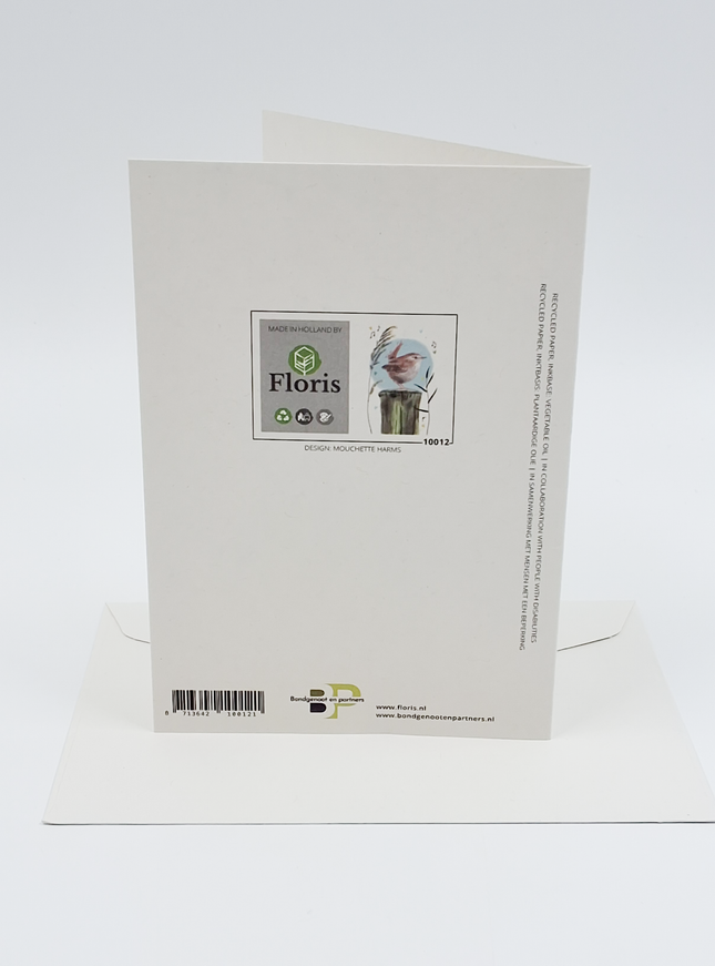 Wenskaart vogel op boomstam