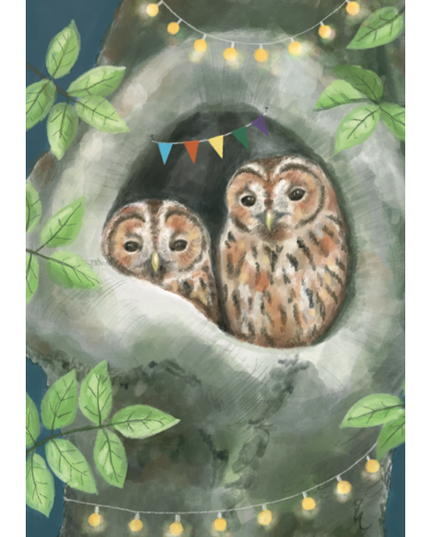 Wenskaart uil in boom