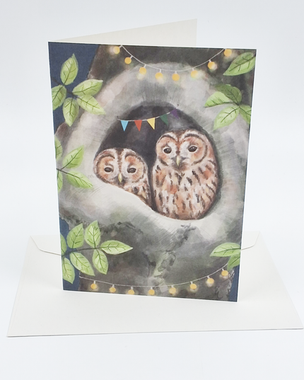 Wenskaart uil in boom