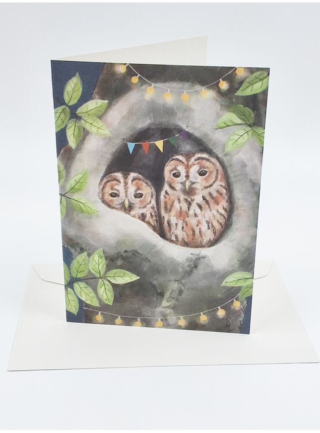 Wenskaart uil in boom