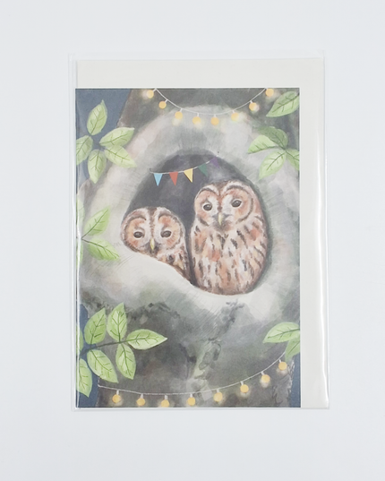 Wenskaart uil in boom