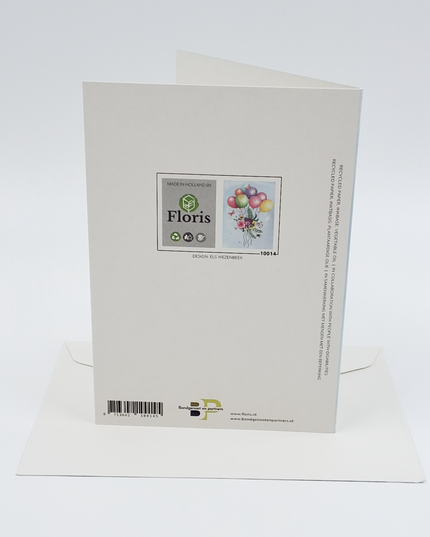 Wenskaart bloemen en ballon