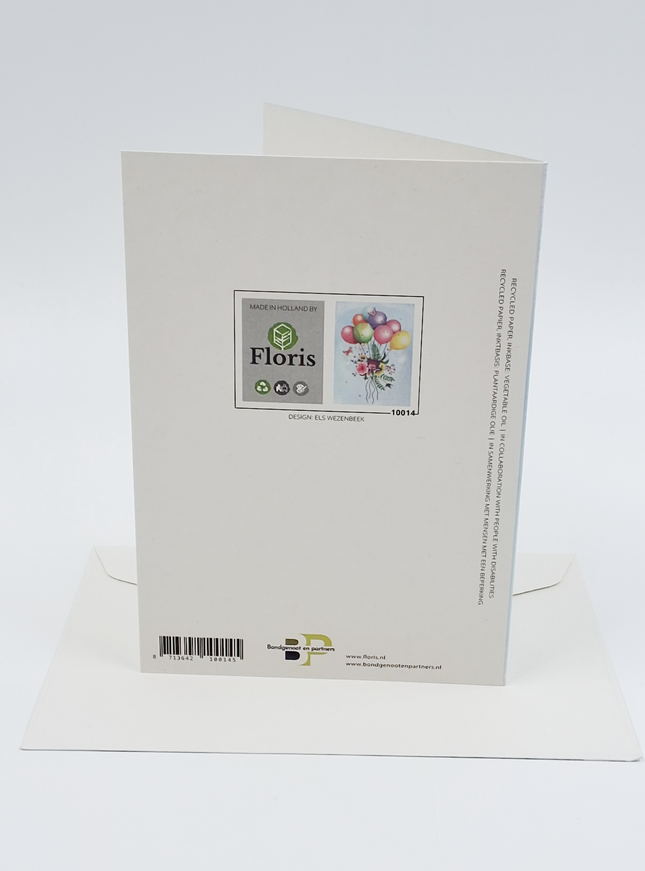 Wenskaart bloemen en ballon