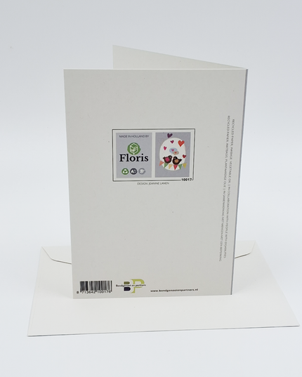 Wenskaart vogels en hartjes