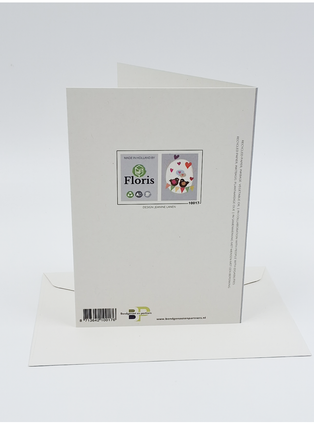 Wenskaart vogels en hartjes