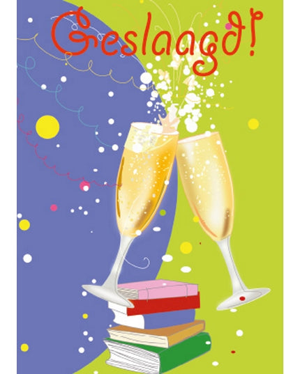 Wenskaart geslaagd, glazen