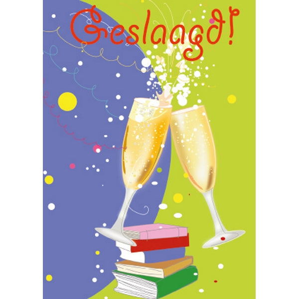 Wenskaart geslaagd, glazen