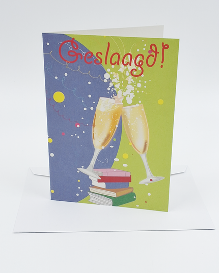 Wenskaart geslaagd, glazen