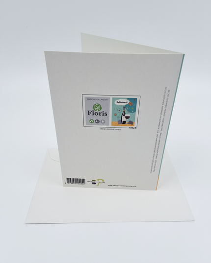 Wenskaart gefeliciteerd fles wijn