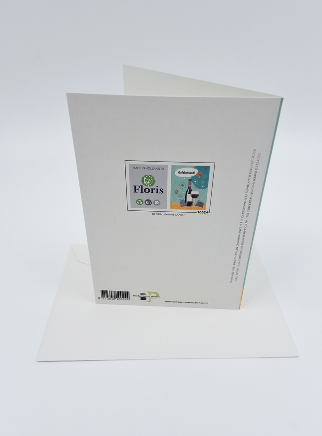 Wenskaart gefeliciteerd fles wijn