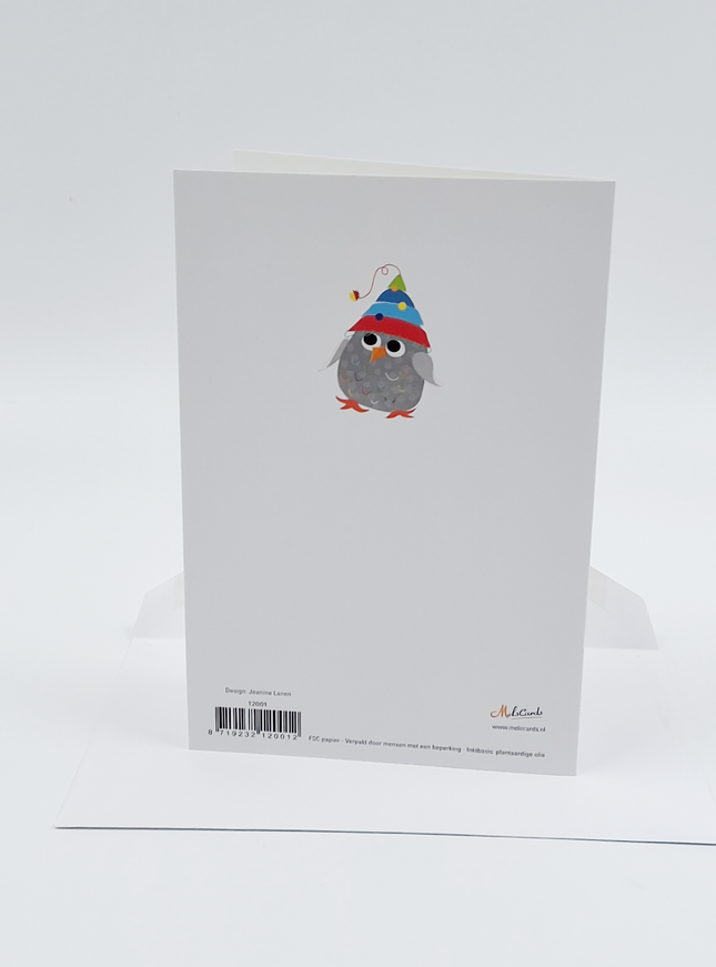 Wenskaart diverse vogels gefeliciteerd