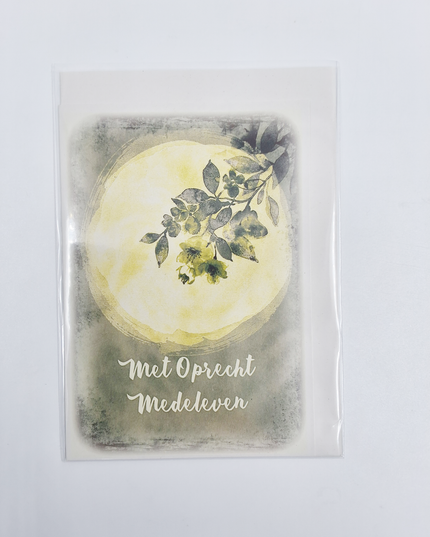 Wenskaart maan, met oprecht medeleven