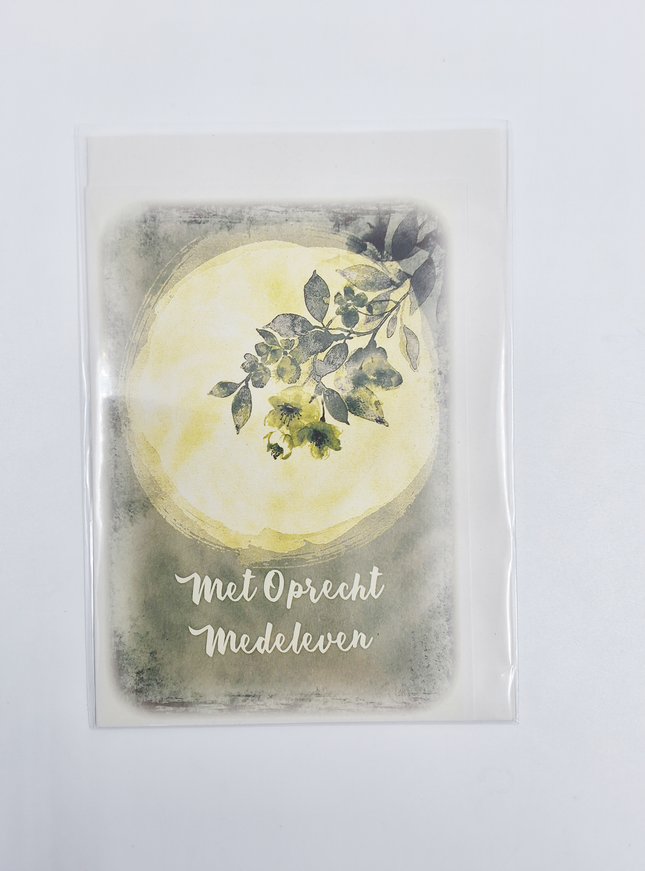 Wenskaart maan, met oprecht medeleven