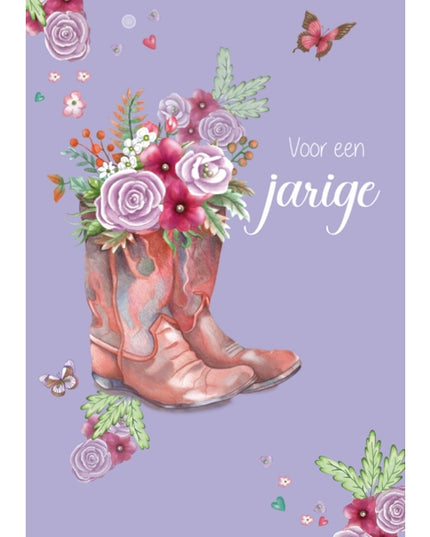 Wenskaart jarige en laars