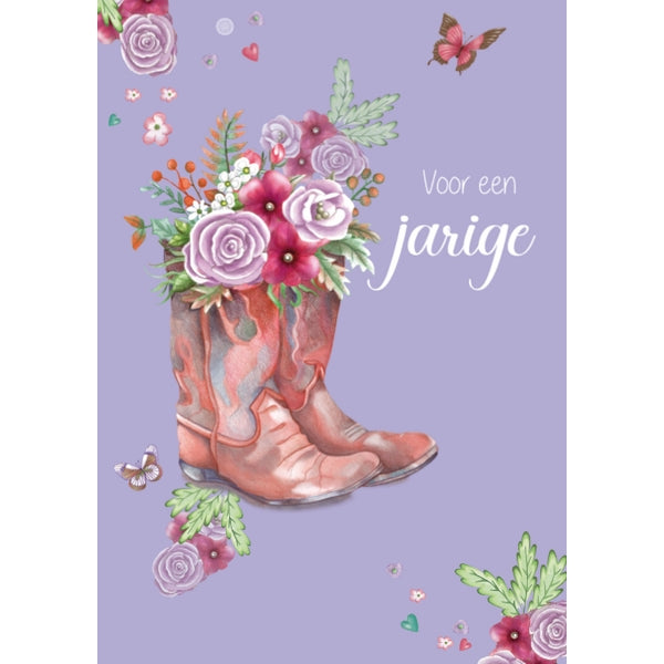 Wenskaart jarige en laars