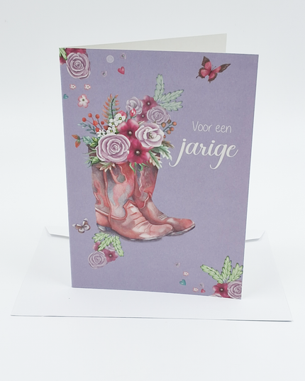 Wenskaart jarige en laars