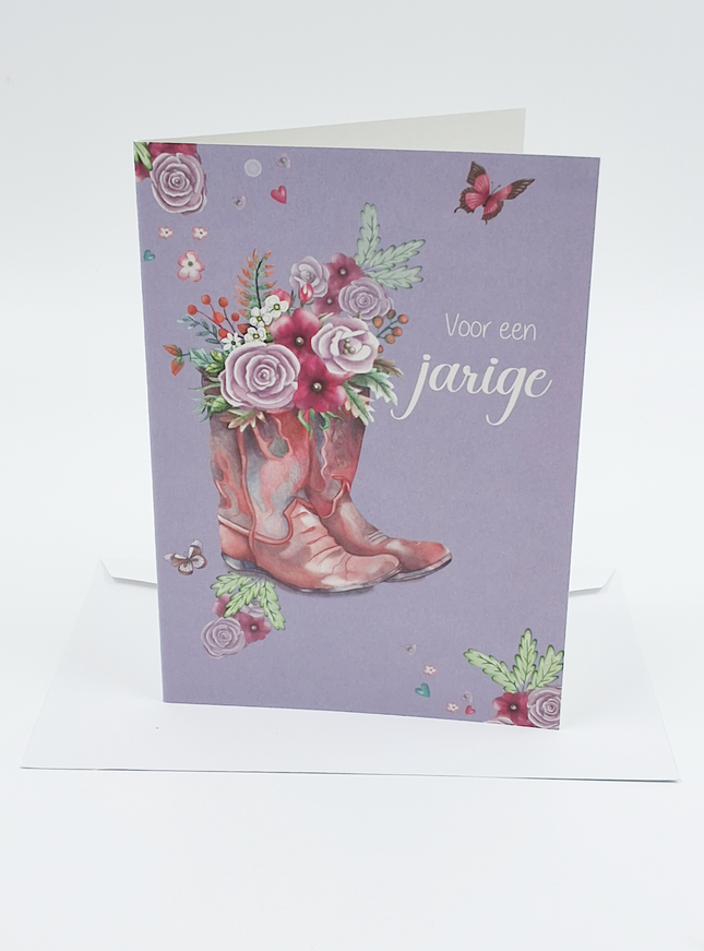 Wenskaart jarige en laars