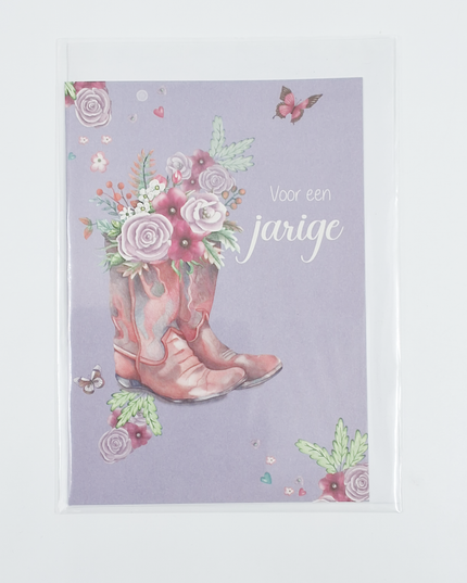 Wenskaart jarige en laars