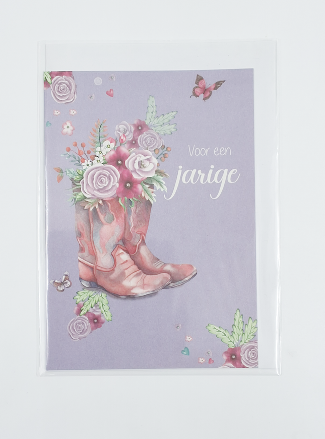 Wenskaart jarige en laars