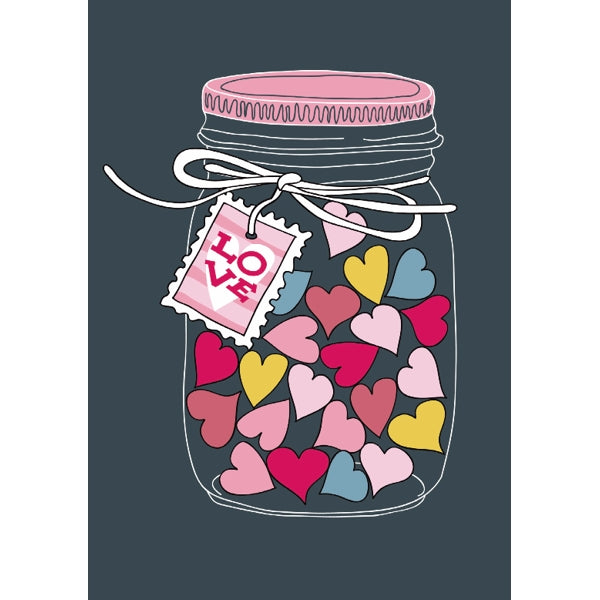Wenskaart potje met hartjes