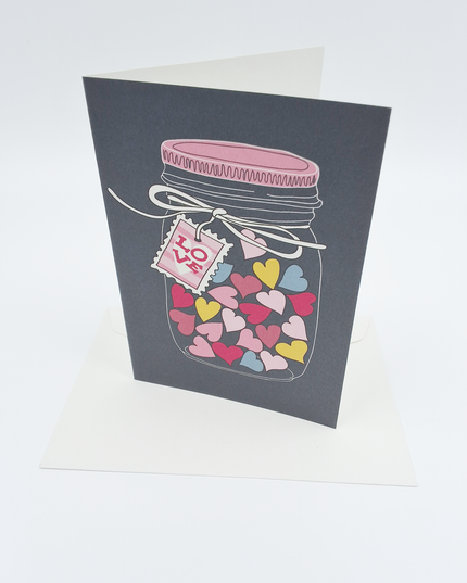 Wenskaart potje met hartjes