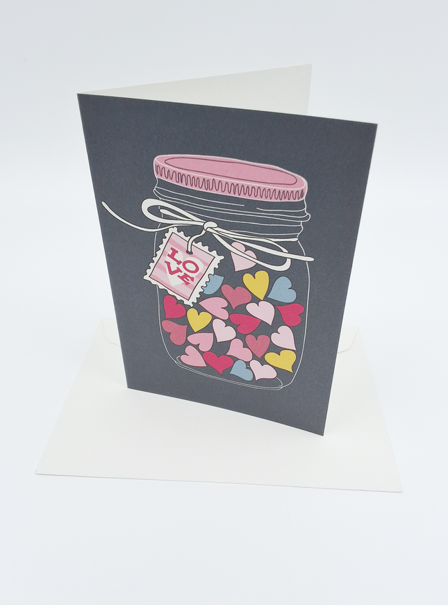 Wenskaart potje met hartjes