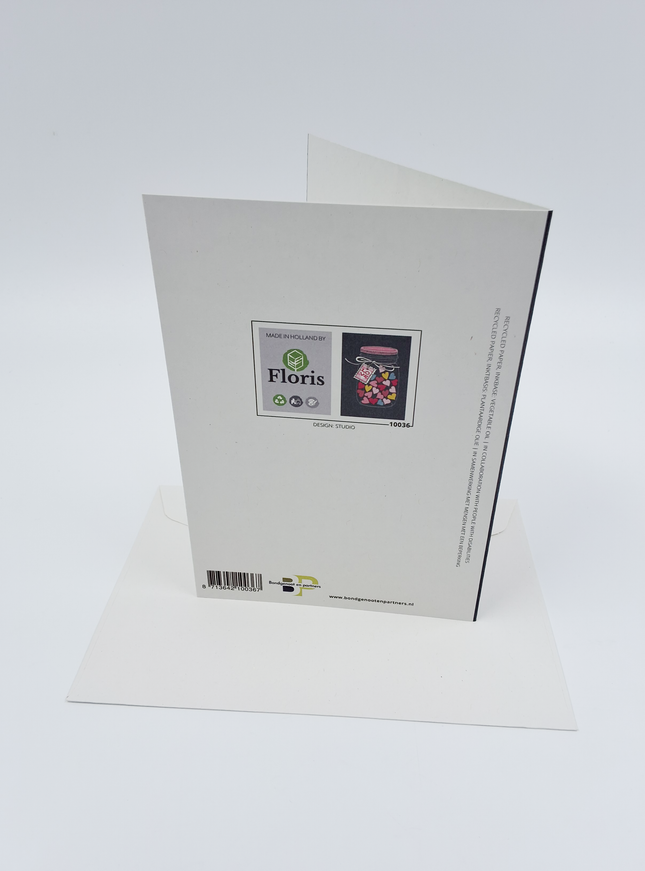 Wenskaart potje met hartjes