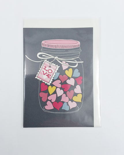 Wenskaart potje met hartjes