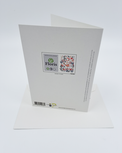 Wenskaart vogel met bloemen