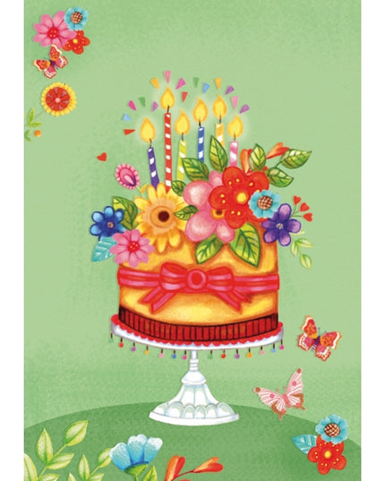 Wenskaart taart met kaarsen