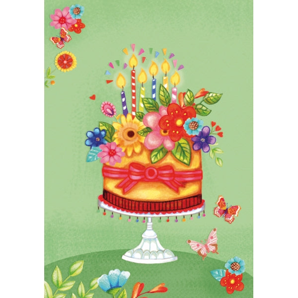 Wenskaart taart met kaarsen