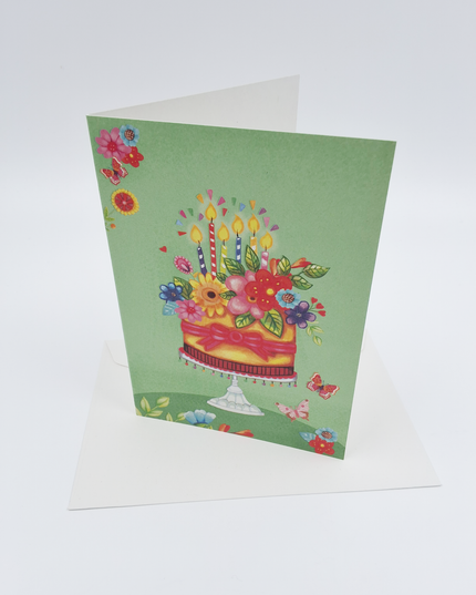 Wenskaart taart met kaarsen