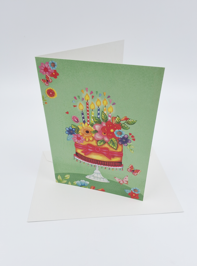 Wenskaart taart met kaarsen