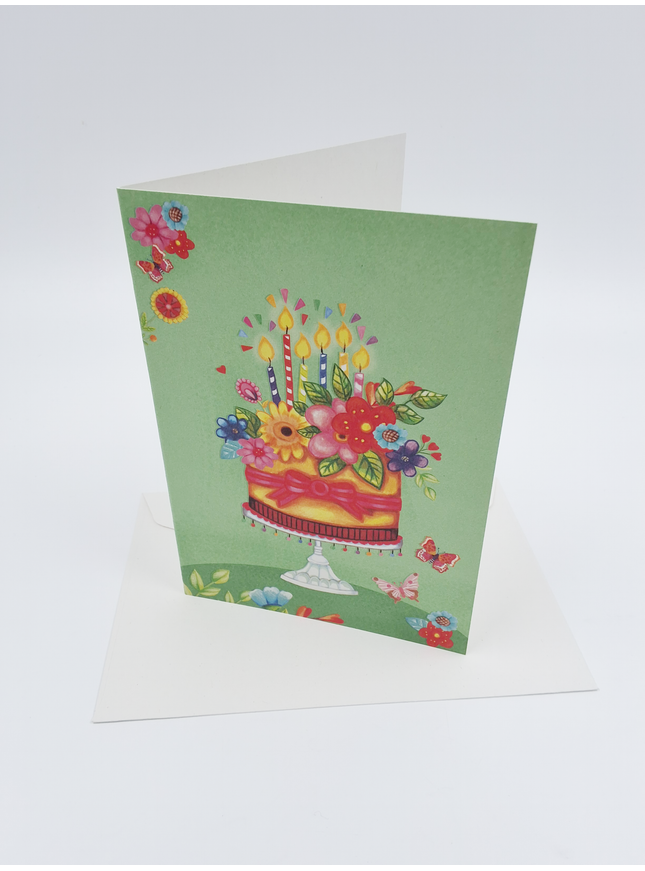 Wenskaart taart met kaarsen