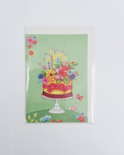 Wenskaart taart met kaarsen