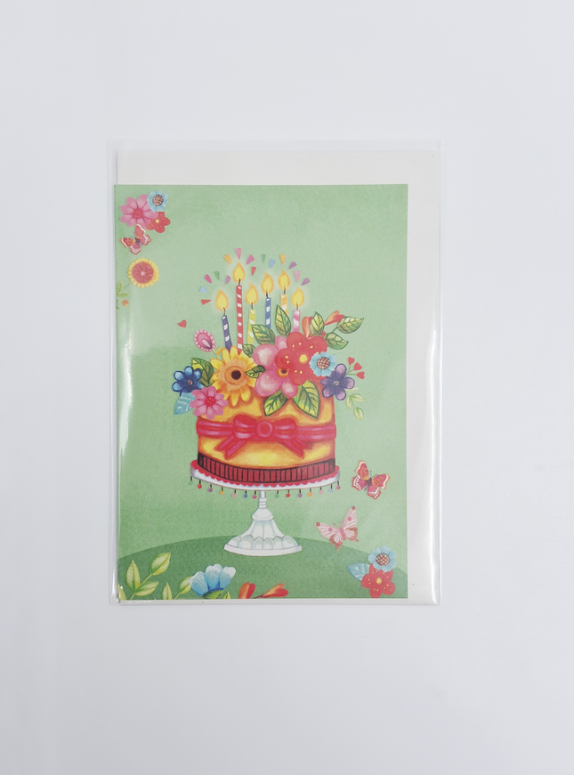 Wenskaart taart met kaarsen