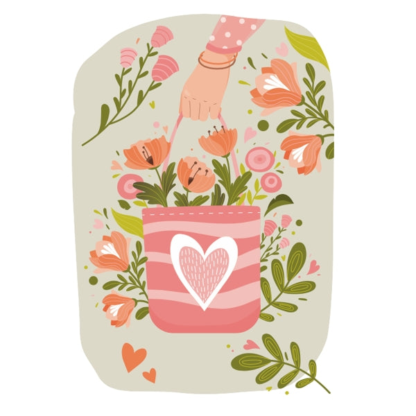 Wenskaart tas met bloemen