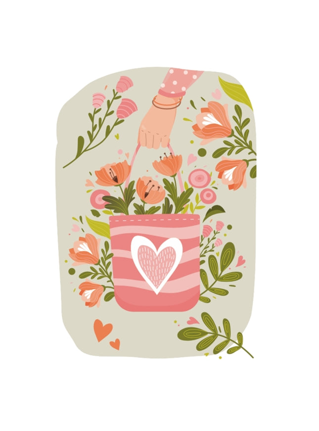 Wenskaart tas met bloemen