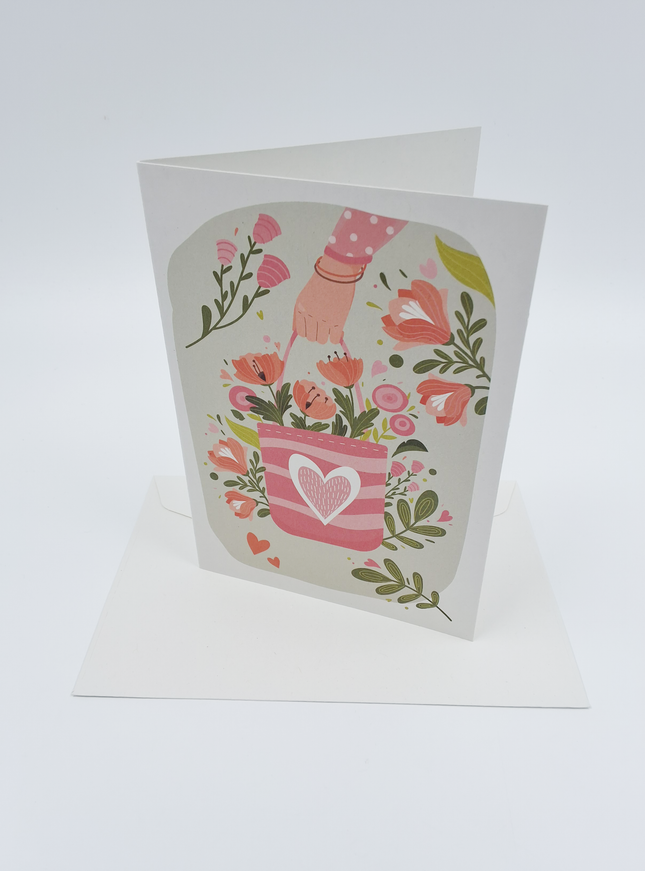 Wenskaart tas met bloemen