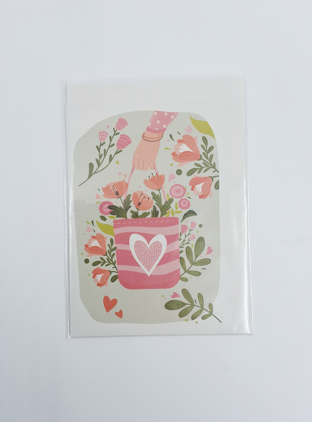 Wenskaart tas met bloemen