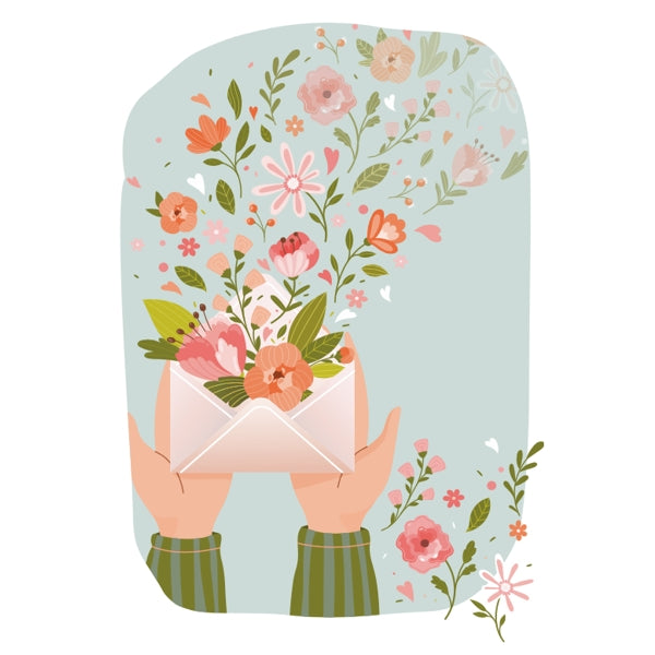 Wenskaart envelop met bloemen