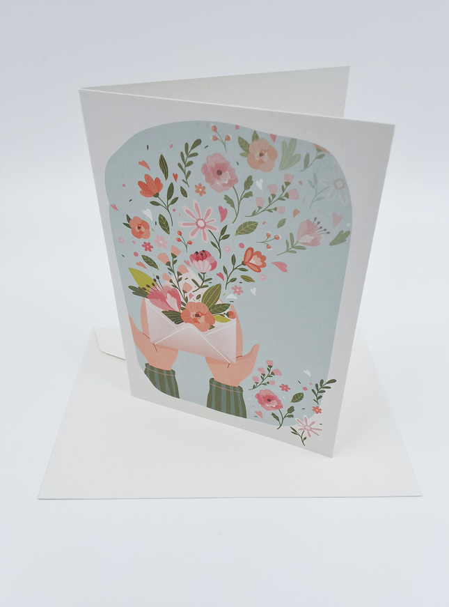 Wenskaart envelop met bloemen