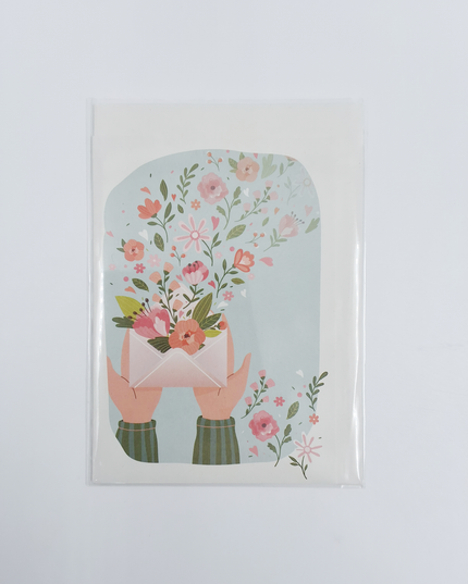 Wenskaart envelop met bloemen