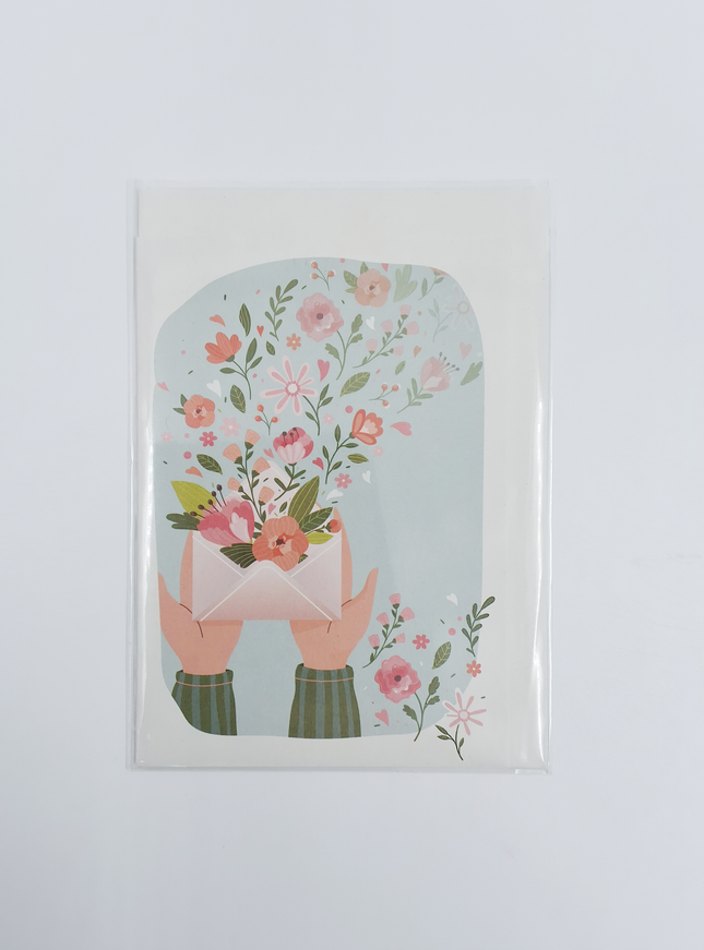 Wenskaart envelop met bloemen