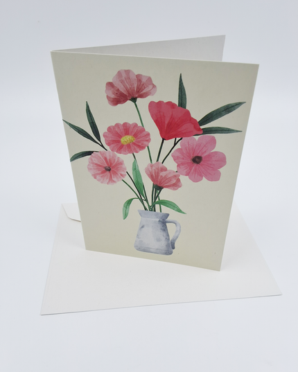 Wenskaart bloemen met vaas