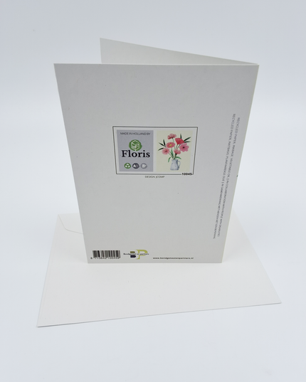 Wenskaart bloemen met vaas