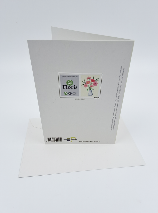 Wenskaart bloemen met vaas