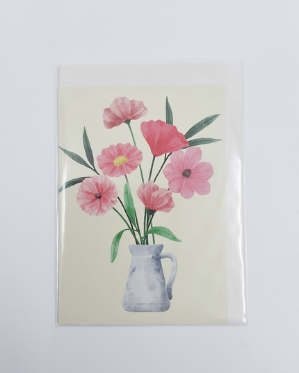 Wenskaart bloemen met vaas