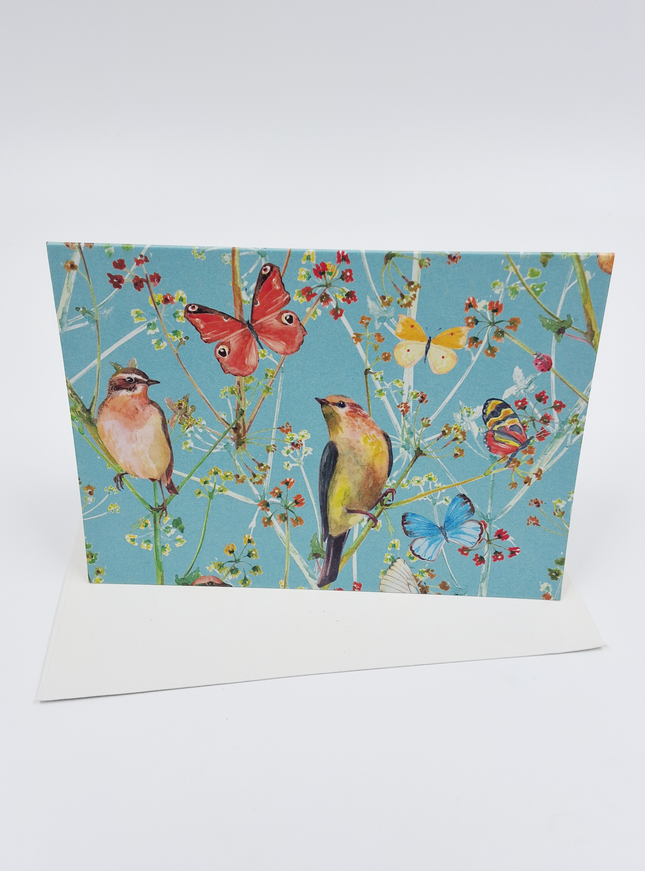 wenskaart vogels en vlinders