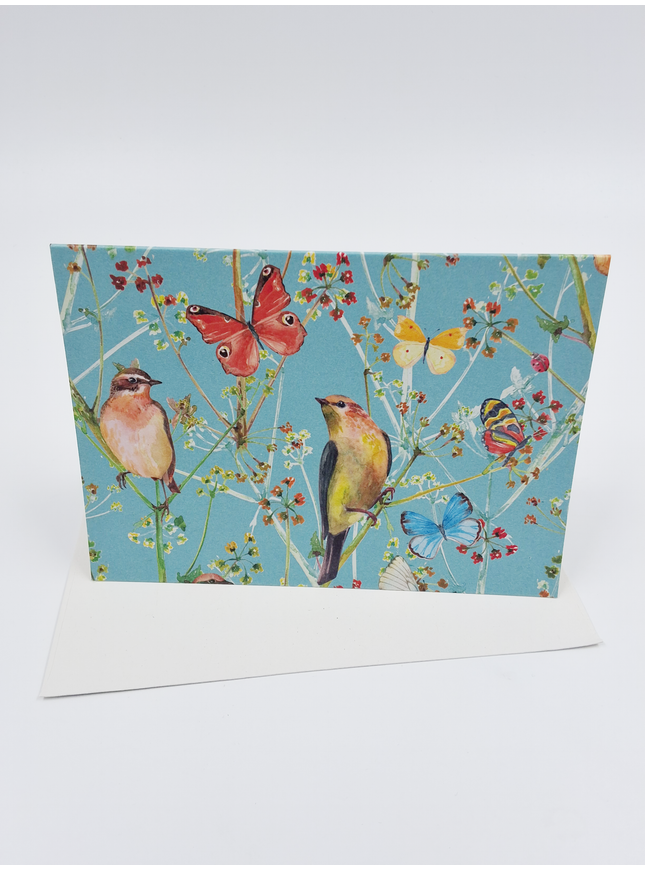 wenskaart vogels en vlinders